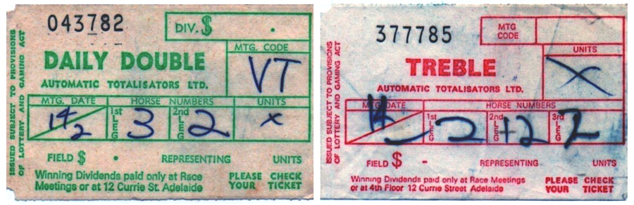 Example of Adelaide Julius Manual Tote tickets