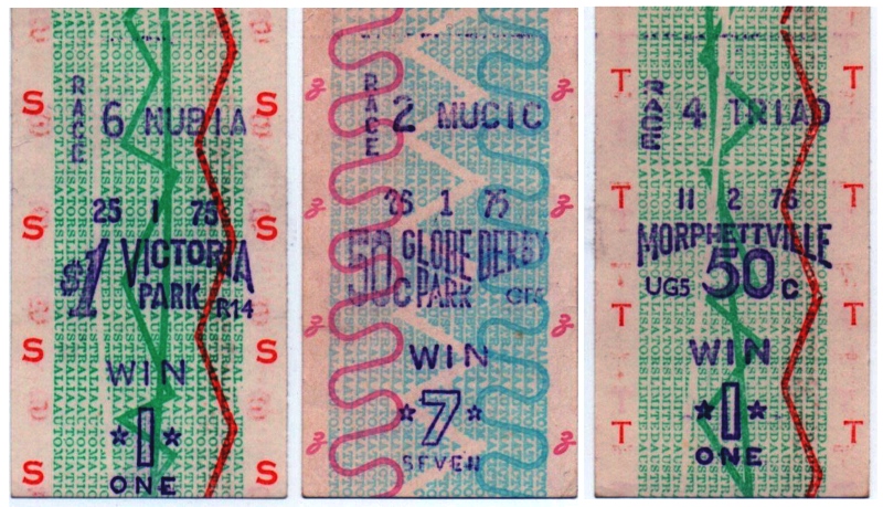 Example of Adelaide Julius Tote tickets