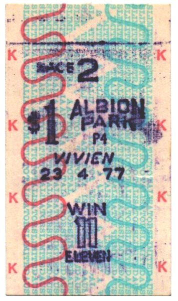 Example of ATL Albion Park Julius Tote ticket