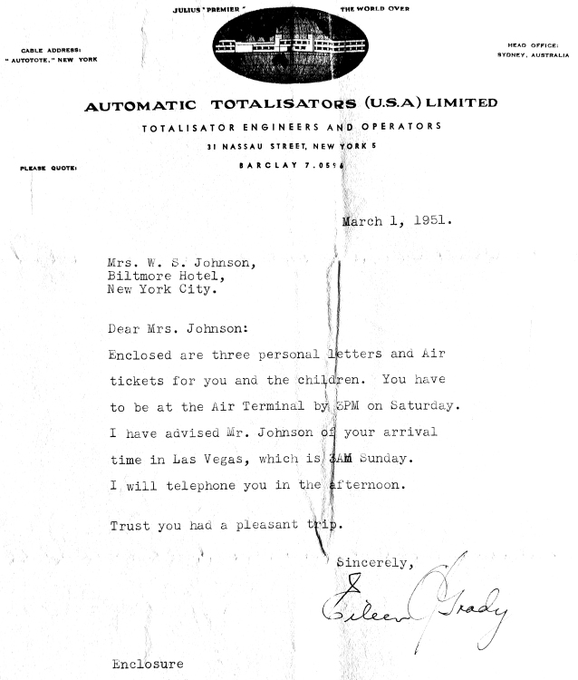 An ATUSA letter to Mrs. W. S. Johnson 