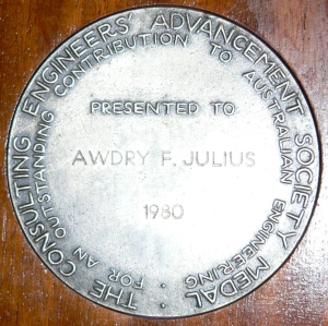 Awdry Julius' Consulting Engineers Advancement Society Medallion back view