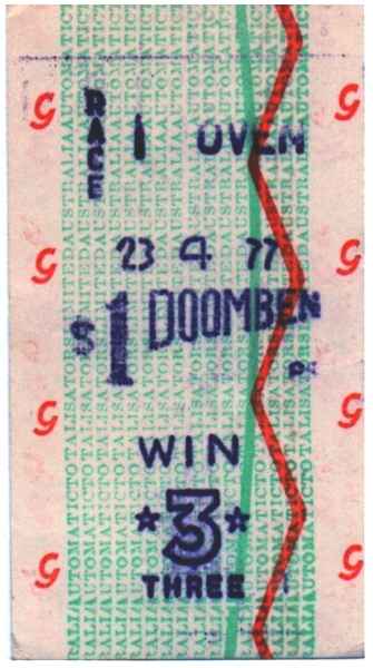 Example of ATL Doomben Julius Tote ticket