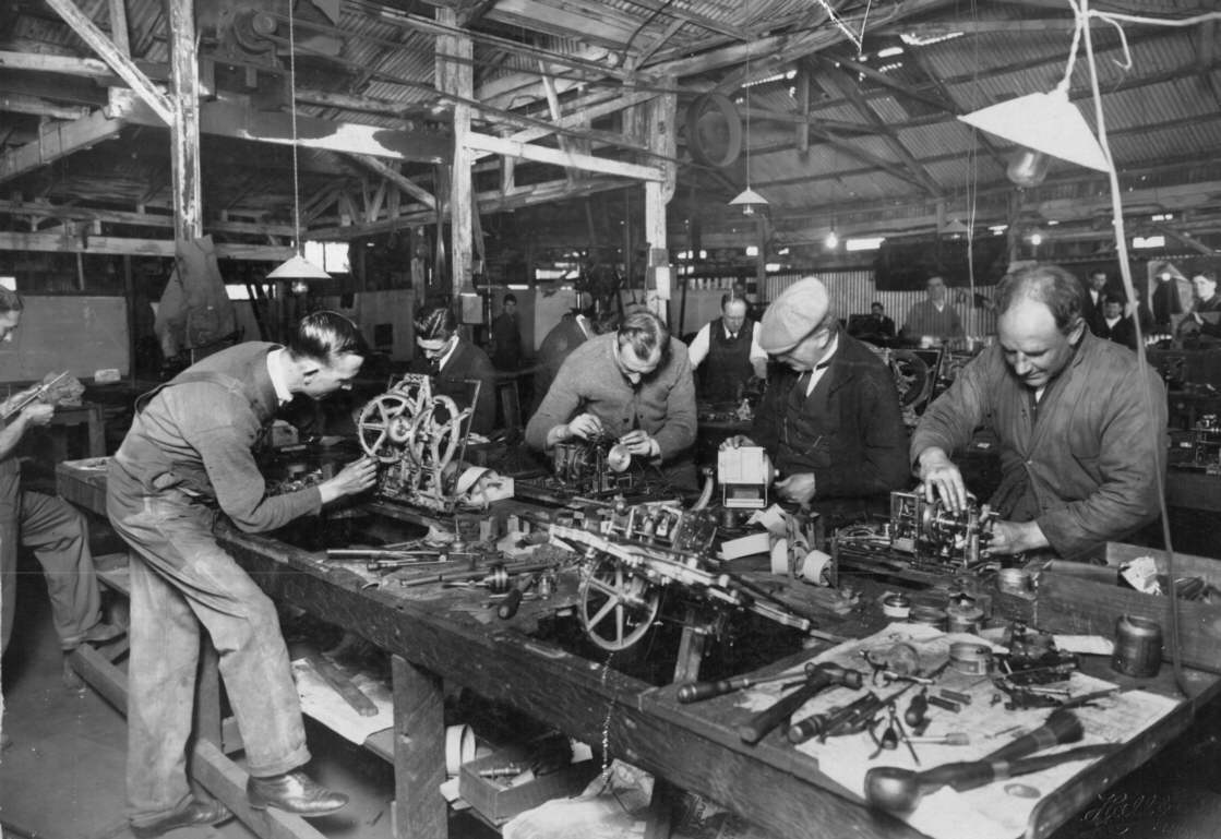 An image of the assembly of Ticket Issuing Machines in the Newtown factory