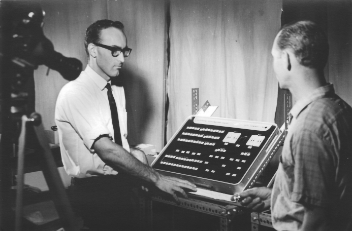 Bob Plemel with the Happy Valley PDP8 system Tote Control Console