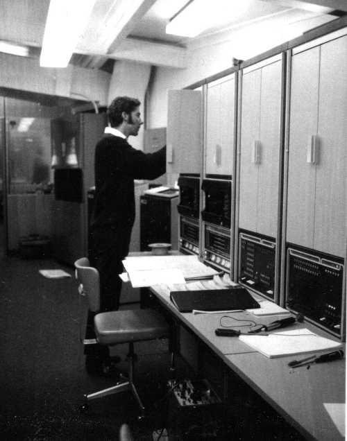 Rob Stone working on the PDP8 based totalisator at Harold Park